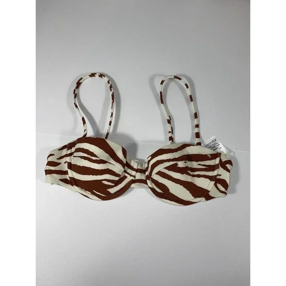 Veronica Beard Azoia Tie Front Bikini Bottoms and Dyer Tiger Stripe Bikini Top - Picture 6 of 12